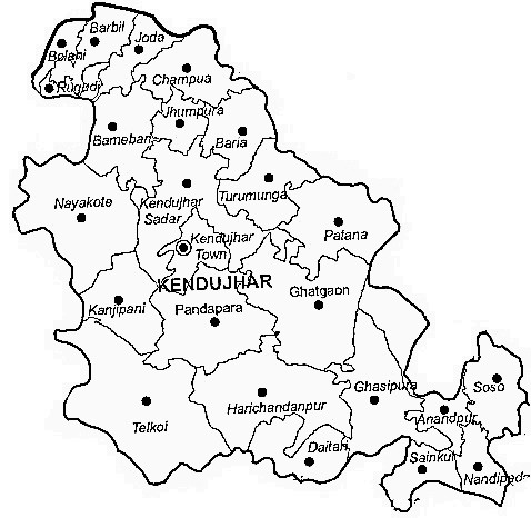 Kendujhar District Kendujhar District Map