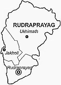 Rudra Prayag District  Map . Surrounded by Chamoli District ,Tehri Garhwal District ,Pauri Garhwal District , .  