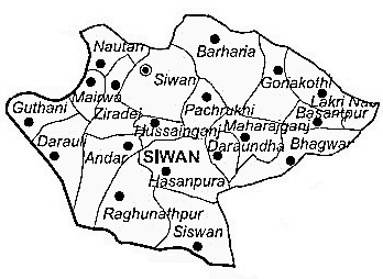 Siwan District Siwan District Map