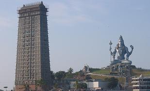 Gopura of Murudeshwara Temple and Statue of Lord Shiva