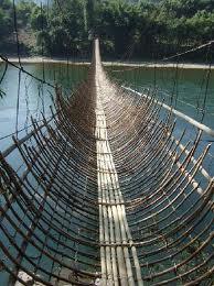 The hanging bamboo bridge.