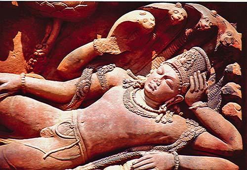 Vishnu reclining on the serpent Shesha