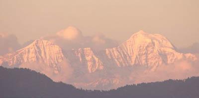 Himalayas at dusk from Mussoorie, Uttarakhand.