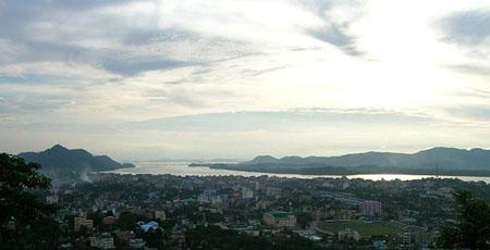 Guwahati from the Sarania Hills, with the Brahmaputra river