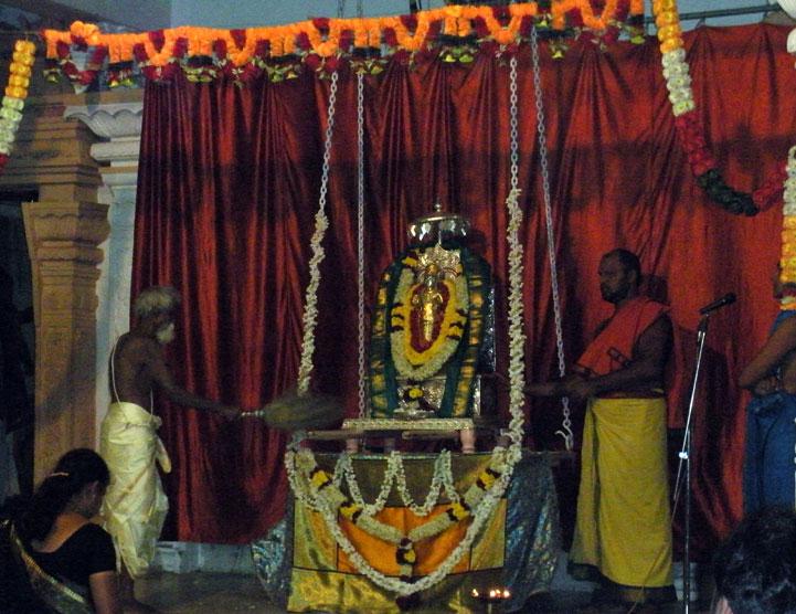 Evening Seva in Progress at the Raghavendra Temple