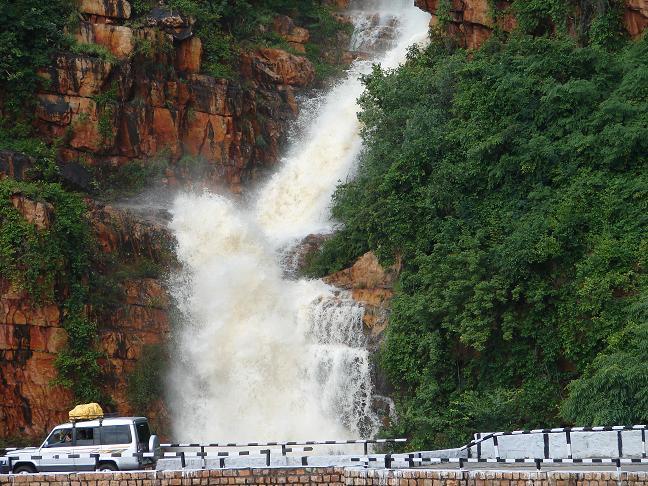 The water fall on the way down the hill