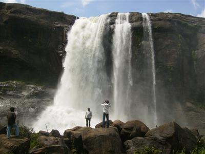 View of the falls from the bottom during summer